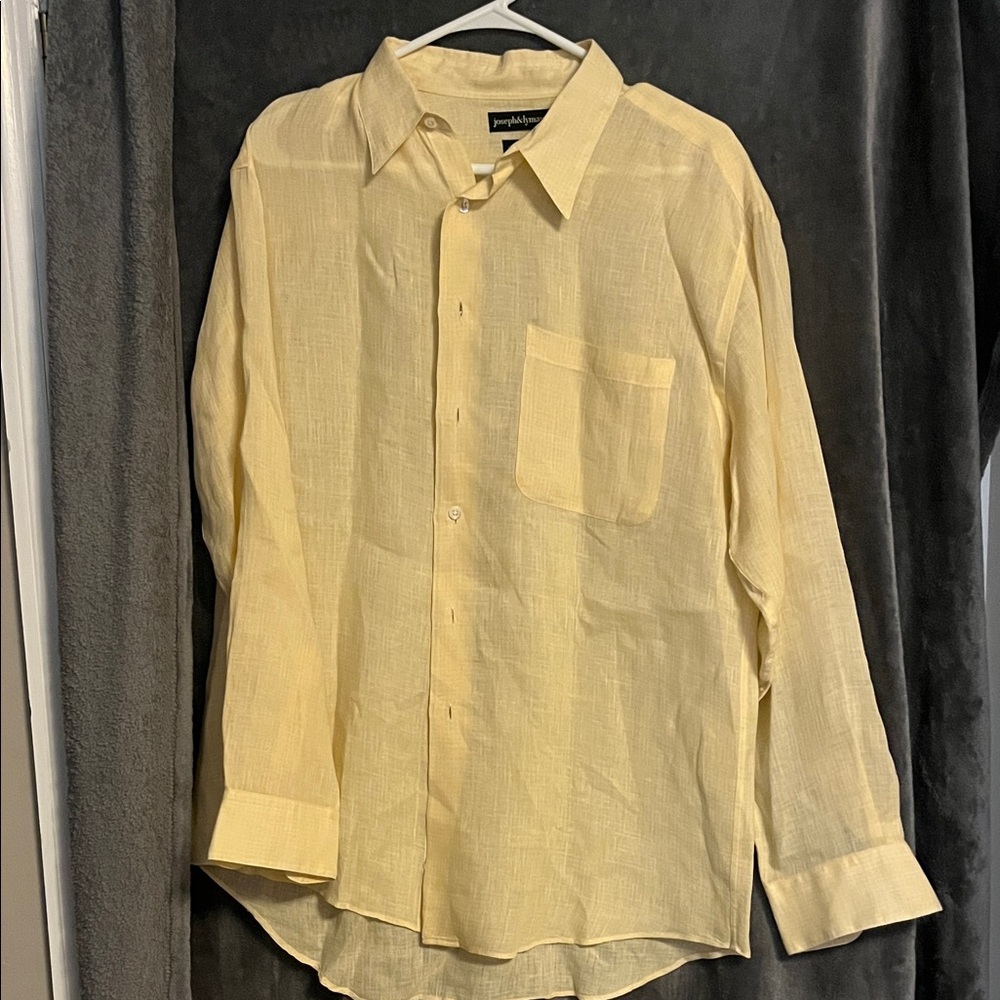Joseph Abboud Light Yellow Casual Button Down Shirt